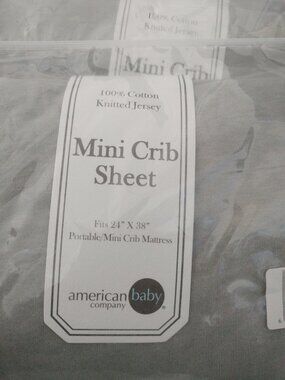 Fitted Mini Crib Sheet 24" x 38", Soft Breathable 100% Cotton Jersey, set of 3